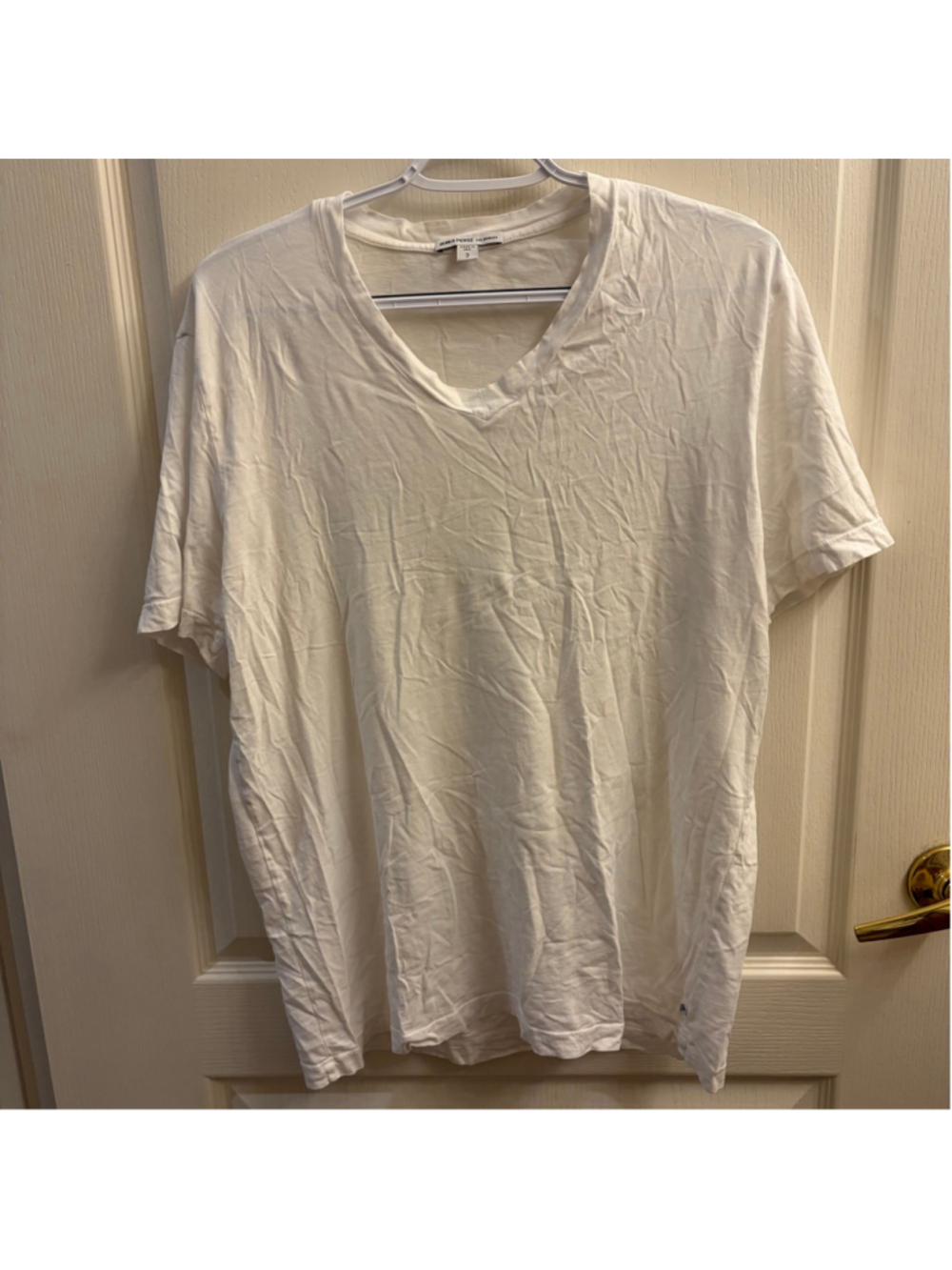 James Perse Blank White Short Sleeve V-Neck Tee Size 2 MENS - Picture 2 of 5